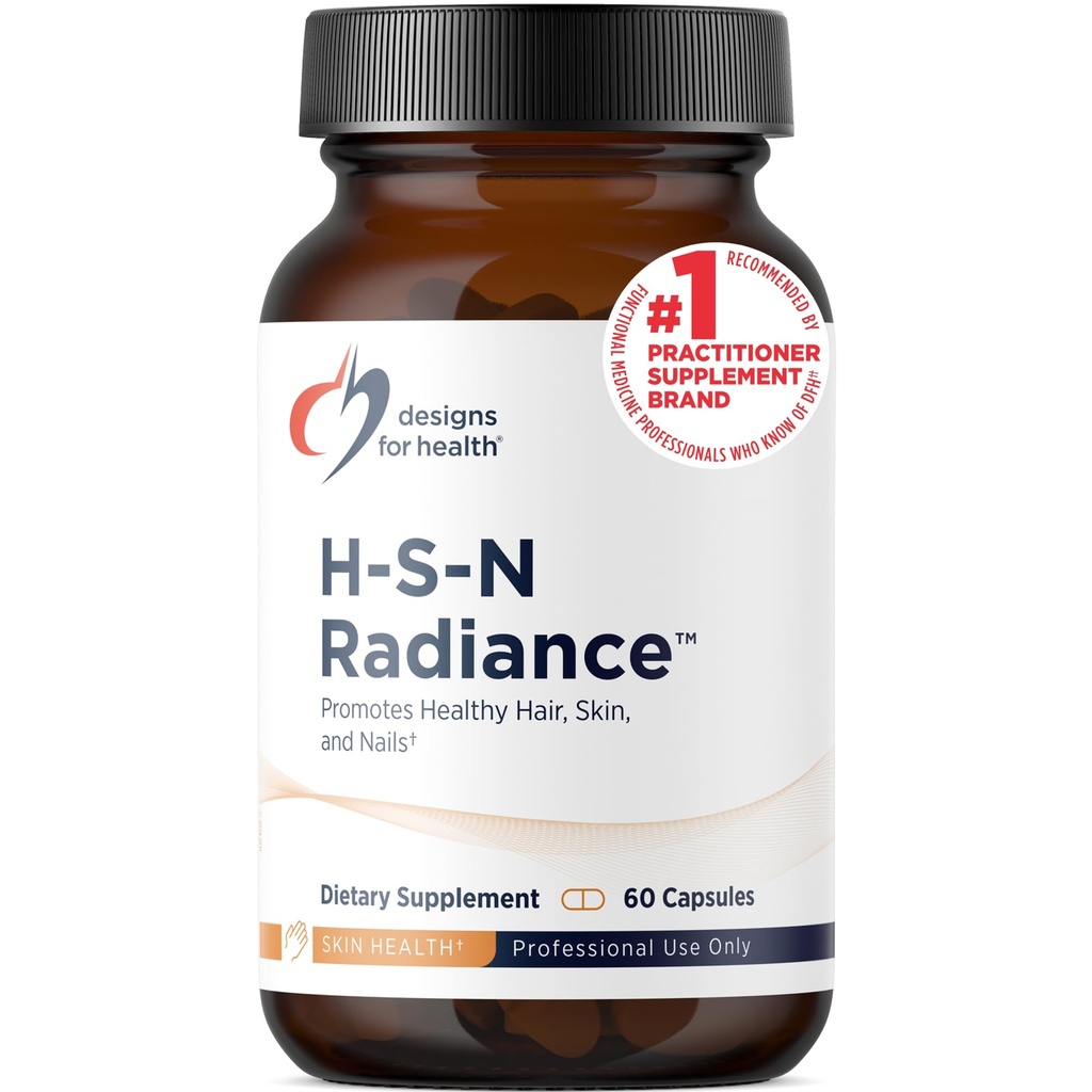 Diseños para la salud H-S-N Radiance - Láminas para el pelo Vitaminas para Mujeres y Hombres - Promover el cabello saludable, elasticidad de la piel " fuertes uñas con vitamina C, biotina, botánica de queratina " (60 cápsulas)
