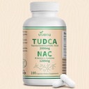 VivoNu TUDCA 2000mg + NAC 1200mg Suplemento Complejo Cápsulas, TUDCA Bile Salt + N Acetyl Cysteine, Antioxidant Suplementos para el hígado de púmulo púrpura de gallbladder(180 cápsulas)