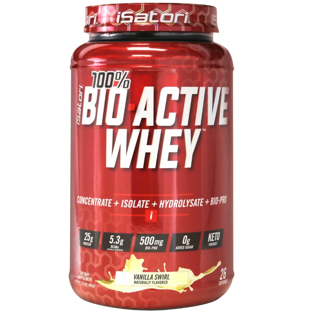 iSatori 100% Bio-Active Whey Protein Powder, Crecimiento muscular " Recuperación con Whey Isolate, Hidrolysate, Concentrate, BCAAs " Colostrum Peptides, 25g de Protein Por Serving - Vanilla Swirl (26 Servings)
