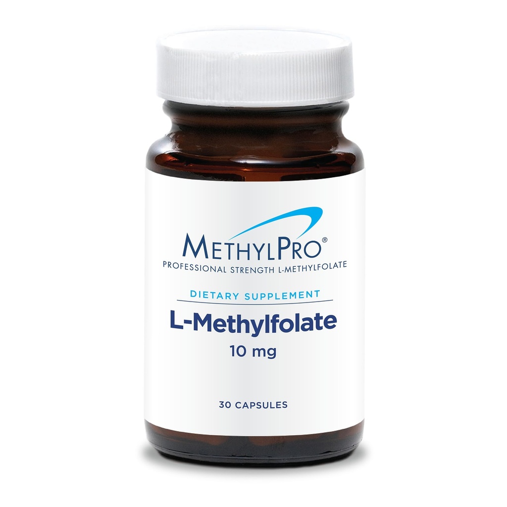 MetilPro L-Methylfolate 10 mg - Apoya una Mente Saludable - Folato Activo para la Metilación Apoyo " Reacciones Bioquímicas - Altamente Biodisponible - 30 Servimientos - 30 cápsulas