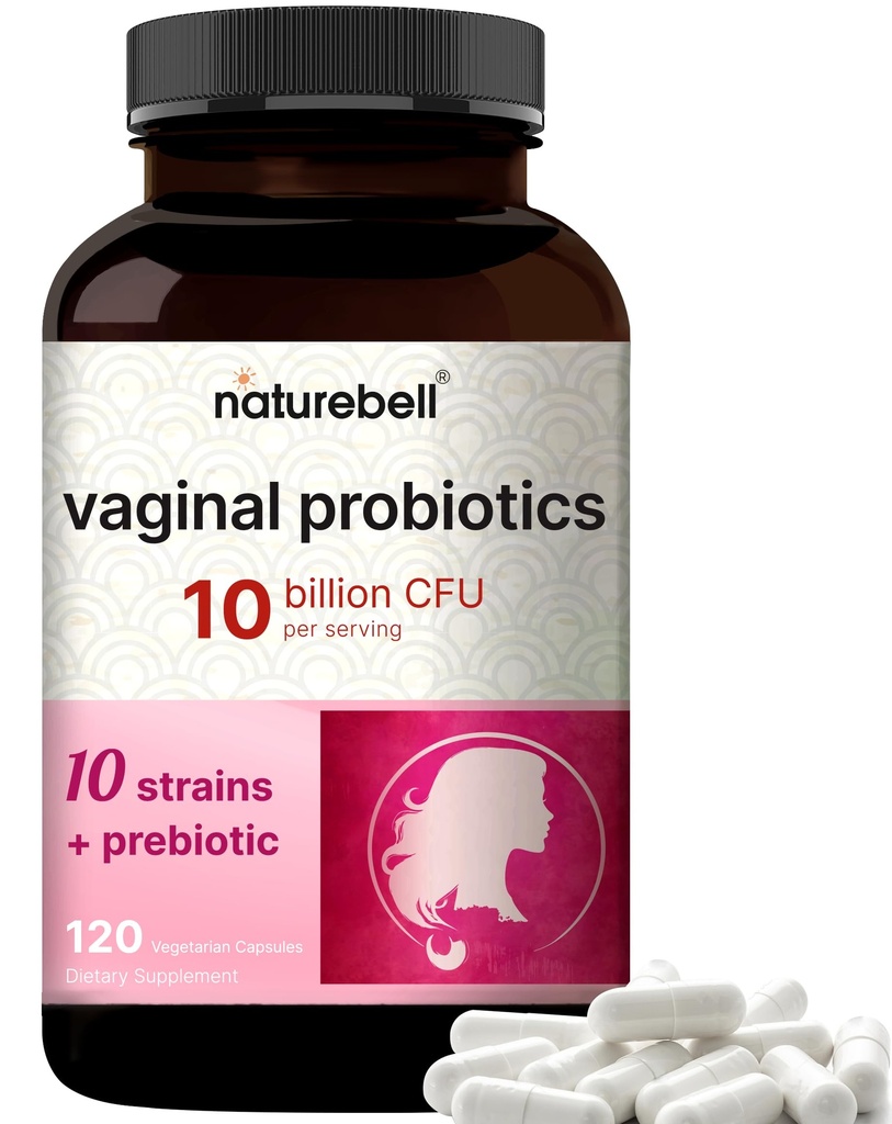 NatureBell Vaginal Probiotics for Women, 10 Billion CFU, 120 Veggie Capsules  PH Balance Probióticos y prebióticos Blend – Lactobacillus Vaginal Supplement – Supports Odor, Flora &amp; Yeast