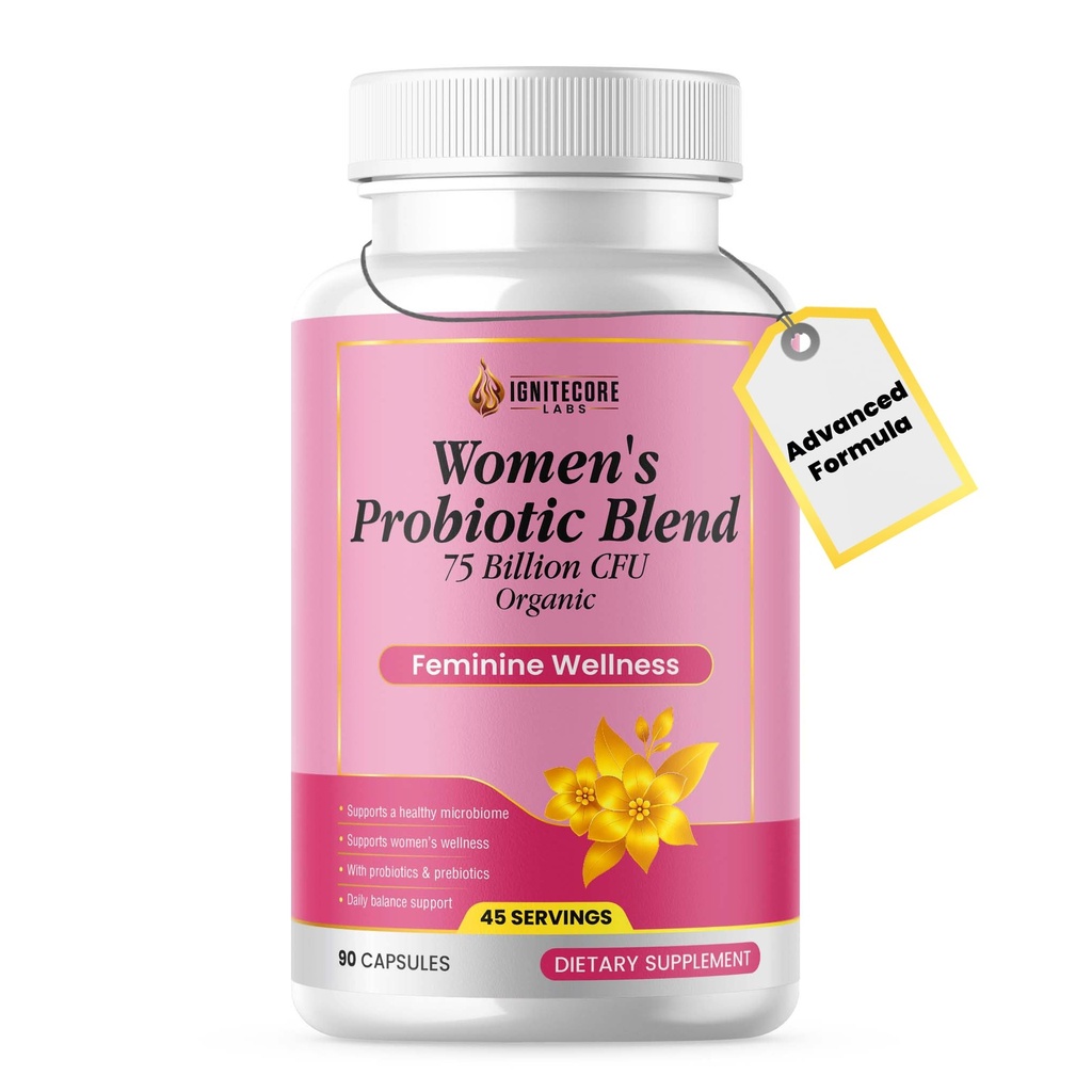 Probiótico de mujeres 75 millones de millones de dólares CFU – Vaginal Health " pH Balance Support – Cranberry, Prebióticos " Organic Blend – Digestive " Immune Support – Non-GMO, Gluten Free – 90 cápsulas (45 servidas)