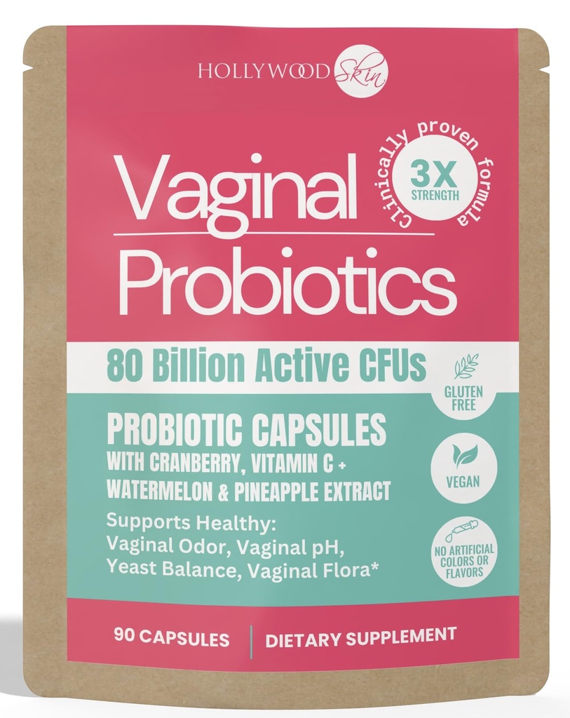 Vaginal Probiotic for Women TEN 80 Billion CFUs TEN 3X Fórmula más fuerte con Lactobacillus rhamnosus GR-1, L. reuteri RC-14, Prebióticos, Vitamina C &amp; D3 TEN Odor de acción rápida > pH Soporte TENIDO 90 cápsulas