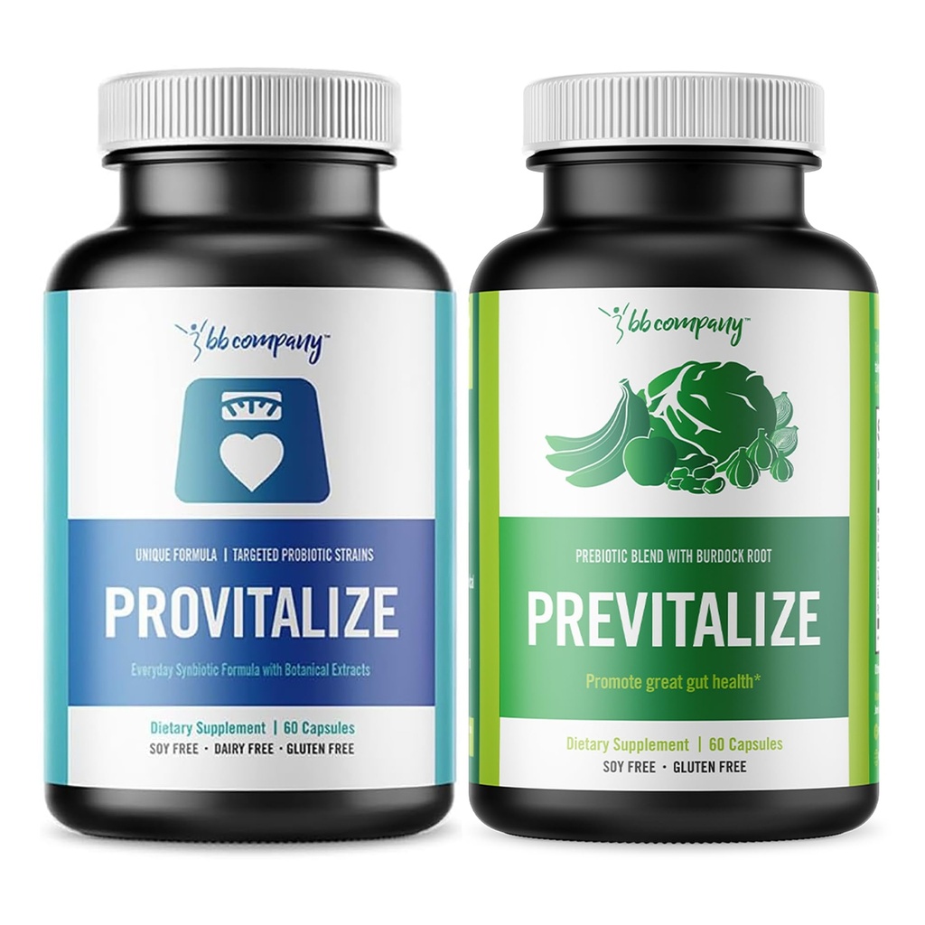 BB Company Slim Gut Bundle ← Menopause Prebióticos y Probióticos para Mujeres tóxicas Vitaminas Gut para la Salud Digestiva Silencioso Apoyo Conjunto Salud y Sexy Midsection ← Provitalizar " Previtalizar Silencio 30 Day Supply