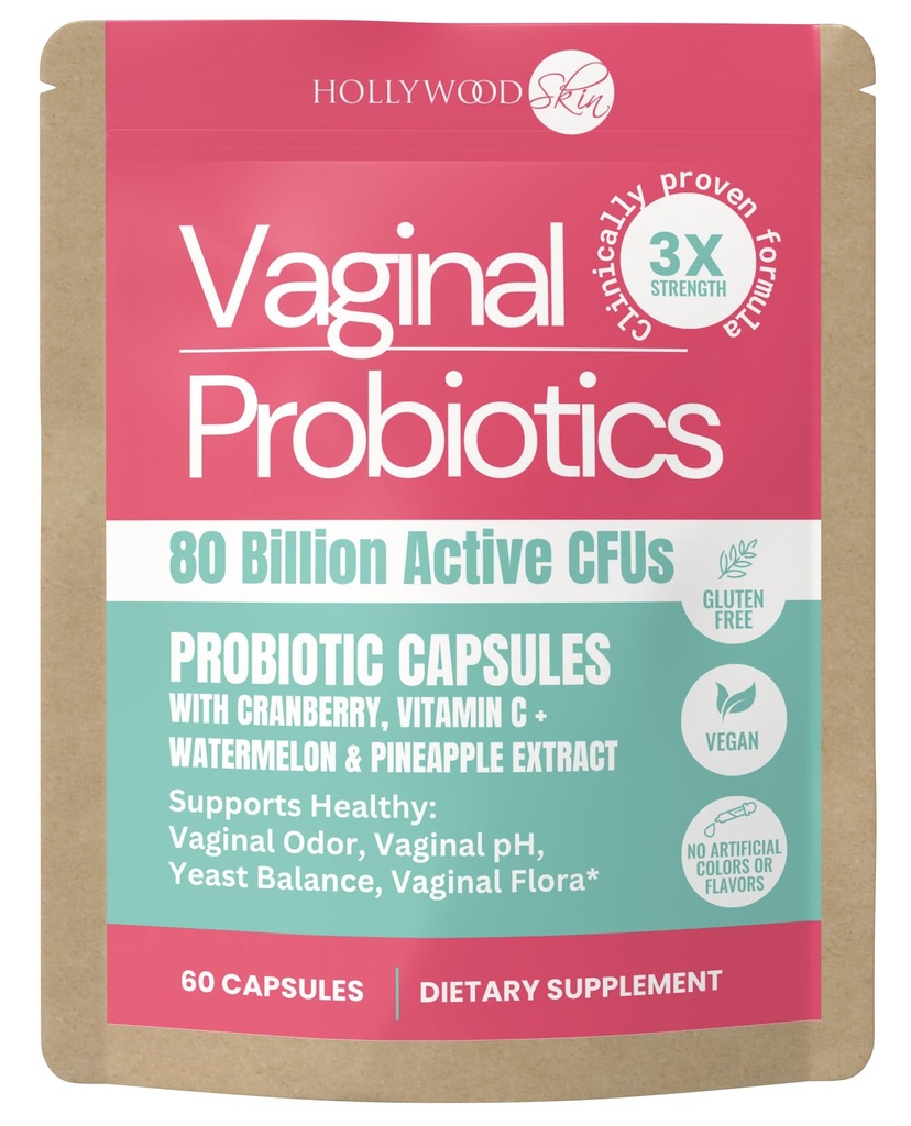 Vaginal Probiótico para Mujeres TENIDO 80 Billones CFUs ANTE 3X Fórmula más fuerte con Lactobacillus rhamnosus GR-1, L. reuteri RC-14, Prebióticos, Vitamina C &amp; D3 ANTERI Odor > pH Apoyo Silencioso 60 cápsulas (60 cápsulas)