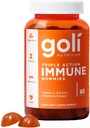 Goli Immune Vitamin Gummy - 60 Cuenta - Elderberry, Vitamina C, D & Zinc, Vegan, No GMO, Libre de gluten & Gelatin-Free, Pack de 1