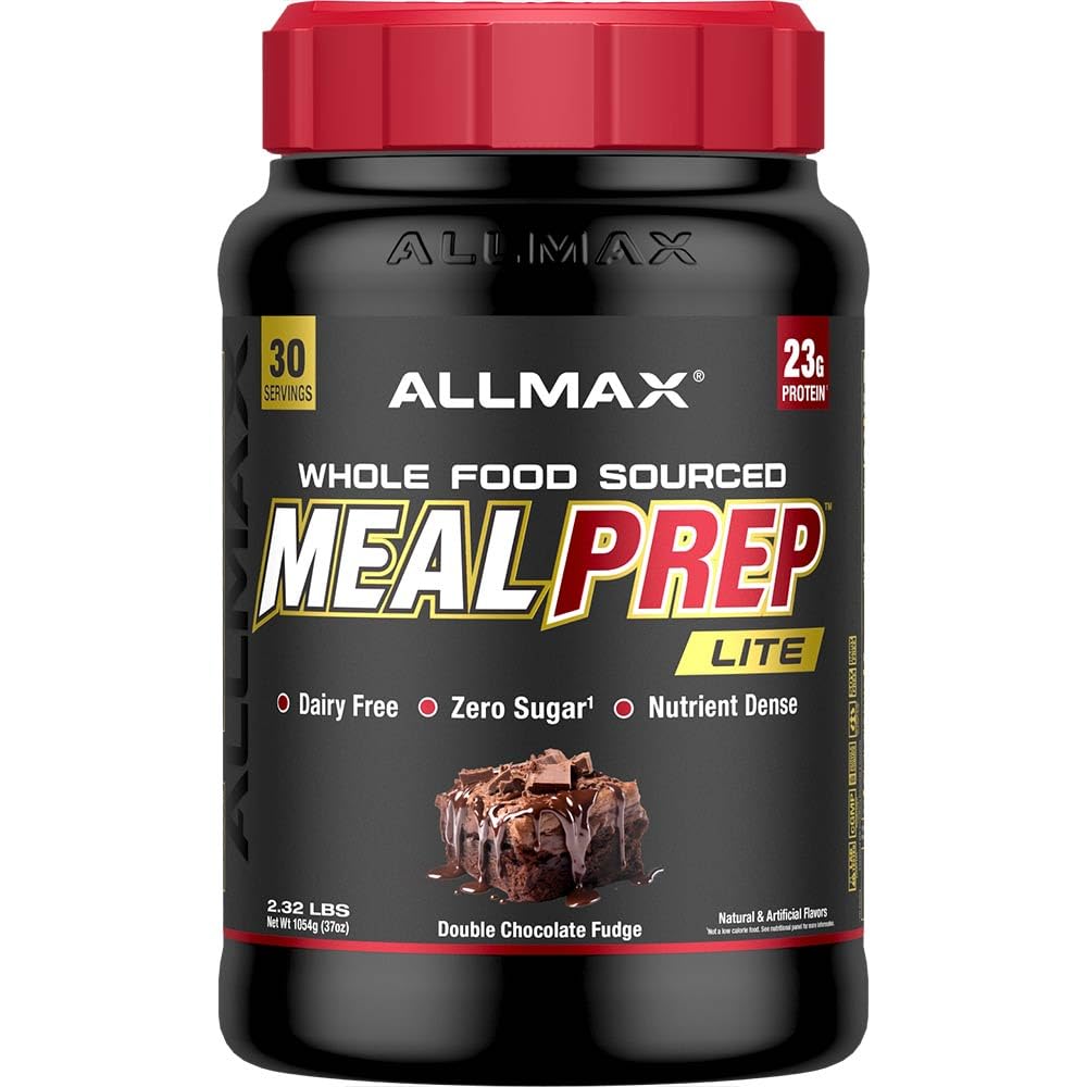 ALLMAX Nutrition MealPrep Lite Whole-Food Protein Powder, Dairy-Free, Keto-Friendly, 23g Protein, 30 Servings (Doble Chocolate Fudge)