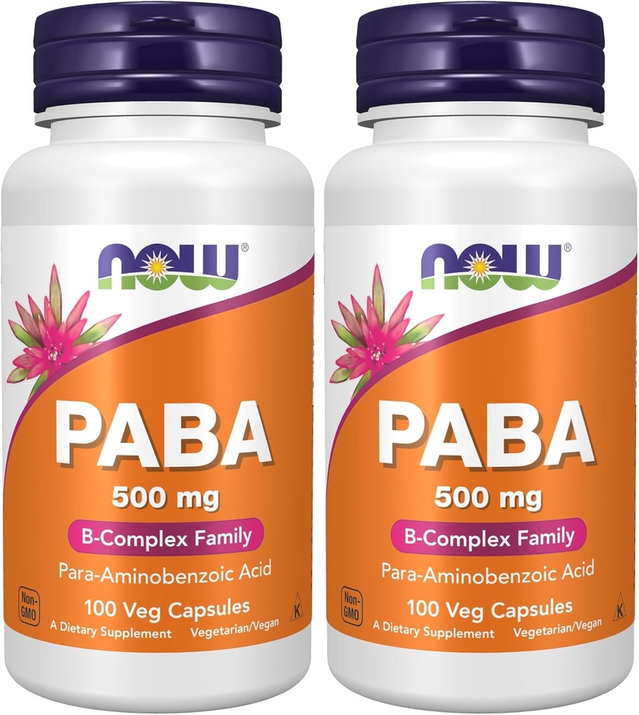 AHORA Suplementos, PABA (Acid para-Aminobenzoico) 500 mg, Familia B-Complex, 100 cápsulas (Pack of 2)