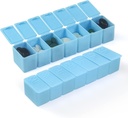 Organizador semanal de pequeñas píldoras, 7 días Caso, Caja de Medicina de Casos de Vitamina diaria, Contenedores de píldoras para suplementos de medicina Aceite de pescado(2Pcs, azul)