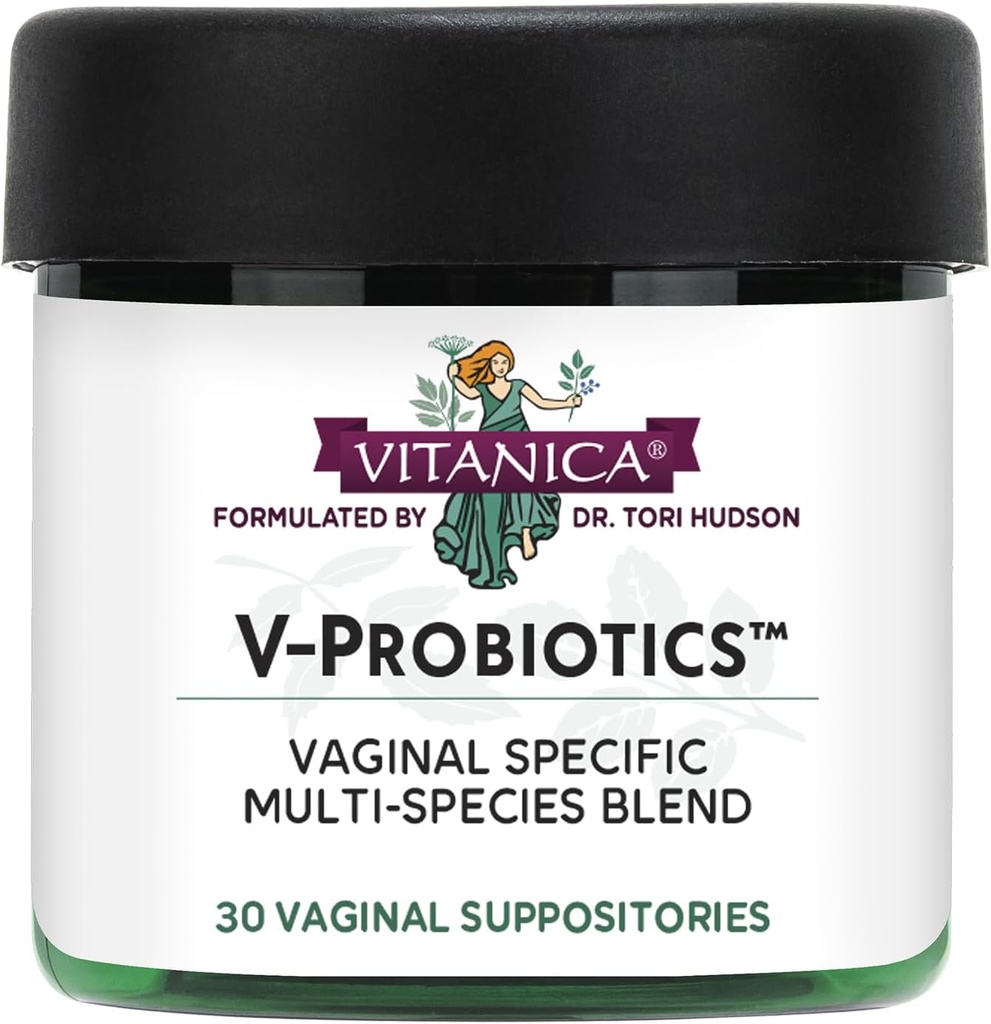 Vitanica V-Probióticos - Probióticos para Mujeres - Supositores Vaginales con Lactobacillus Rhamnosus, Gasseri & Más - Suplemento de Salud para Mujeres - Lady - 30 Supositorios Vaginales