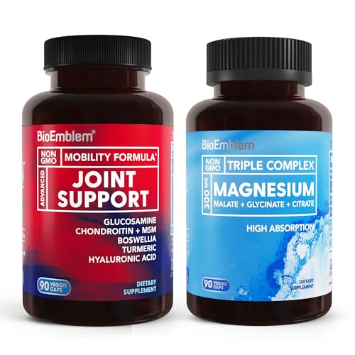 BioEmblem Complejo de Magnesio Triple y Soporte Conjunto para la Salud Conjunta Mejorada, Vegan, No GMO