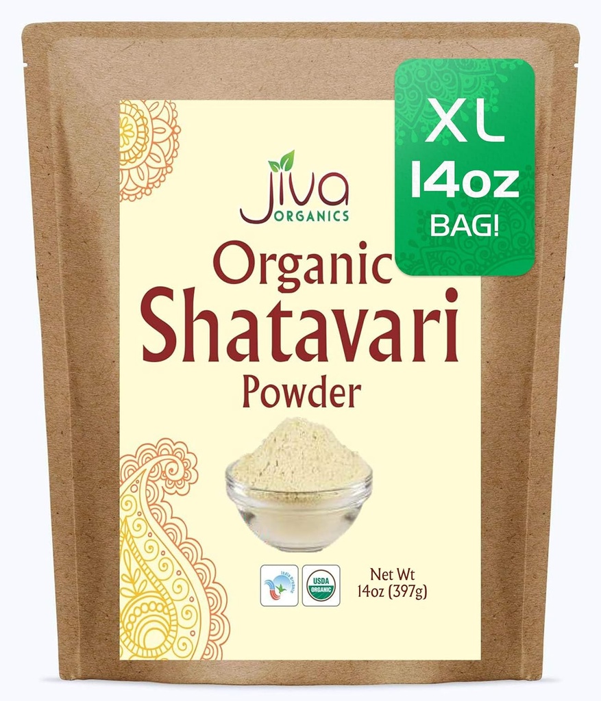Jiva Orgánica Shatavari Polvo Orgánico 14 Bolsa de onza Bulk - Espárragos racemosus - Ayurvédico puro Herb
