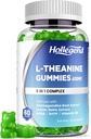 L-Theanine Gummies, l'theanine 400mg con Ashwagandha, GABA, 5HTP,L-Theanine Chewable Supplement for Relax, Zzz & Focus Support, Vegan, Lemon Flavor, 60 Condes