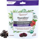 Quantum Health Thera Zinc Organic Zinc Lozenges Elderberry & Honey - Soporte para adultos & niños 12+ Naturalmente Saborada Raspberry Fast Relief con No Aftertaste - 18 Conde