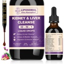 30-in-1 Kidney and Liver Cleanse Detox & Repair Drops with Cranberry Extract, Milk Thistle & Chanca Piedra, Vegan Kidney Support Supplement for Urinary Tract & Liver Support | Blueberry Flavor, 1P