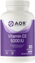 AOR, Vitamina D3 5000 UI, apoya el sistema inmunitario y el equilibrio de la humedad, soporta la absorción adecuada del calcio, 60 servicios (60 softgels)