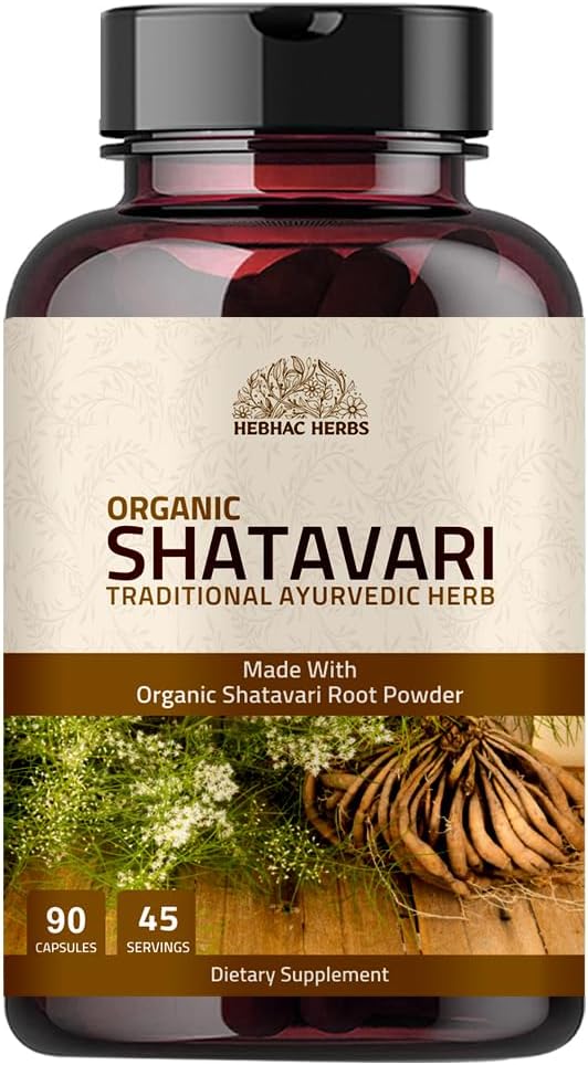 Shatavari Capsules 1000mg Silencio Hecho con Shatavari Orgánica 45 Day Supply  sometida a una hierba ayurvédica para Vata & Pitta, (90 cápsulas)