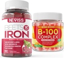 Azúcar Gummies de hierro libre + Complejo Vitamin B100