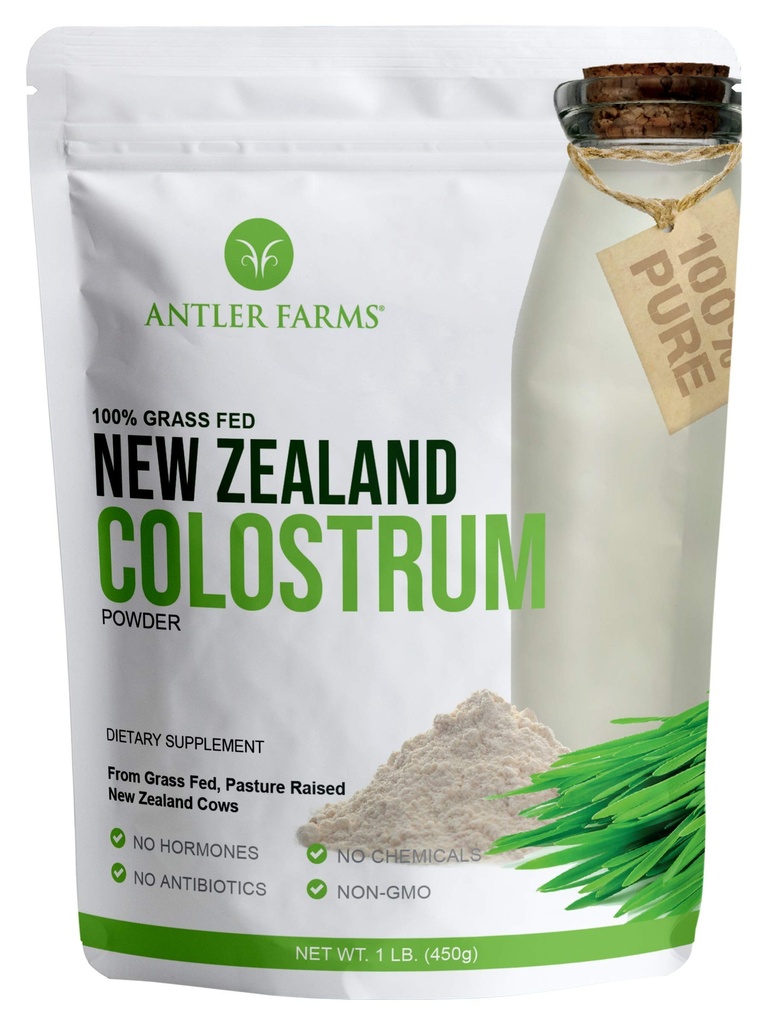 Antler Farms 100% Puro New Zealand Colostrum, 30 Servings, 1 lb - Grass Fed, Pasture Raised, Clean Sourced, Cold Processed, Undiluted, High IgG Content