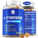 L Tyrosine Gummies 1100mg Mood Support Blend, con Ashwagandha, L-Theanine, Complejo de vitamina B6, Folate (Vitamin B9), Focus & Memory, Cognition & Brain Function, Energy Boost,Stress Support, 2Pc/120ct
