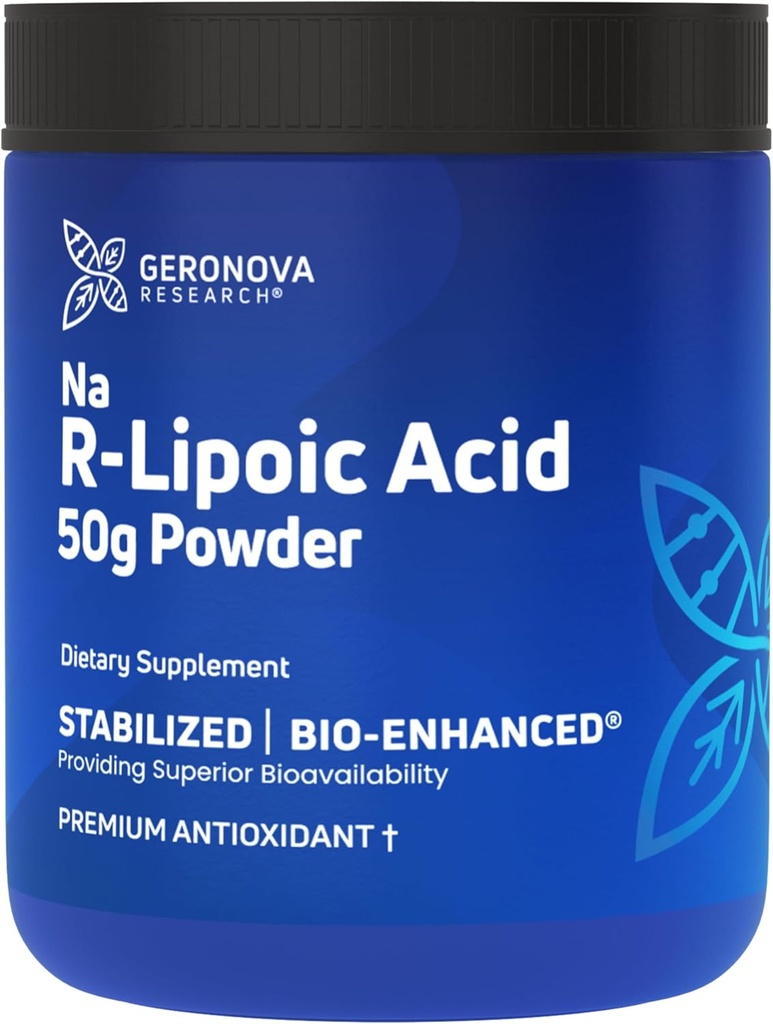 Bio-Enhanced Na R-Lipoic Acid Powder, 50g - 4 Month Supply - Stabilized R Alpha Lipoic Acid Powder for Flexible Dosificación - Easy Mixing & Enhanced Absorption Nerve Support Supplement