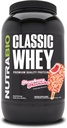 NutraBio Classic Whey Protein Powder Suplemento - 25g de Protein Per Scoop - Perfil de Aminoácidos de Full-Spectrum con No Fillers, Colores Artificiales o Preservadores - Torta de Fresa, 2 Libras