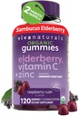 Viva Naturals Orgánica Sambucus Gummies para Adultos (120 Conde) - 3in1 Black Elderberry Vitamina C y Zinc Immune Apoyo Gummies, Chewable Elderberry Suplementos, Zinc Immunity Gummies