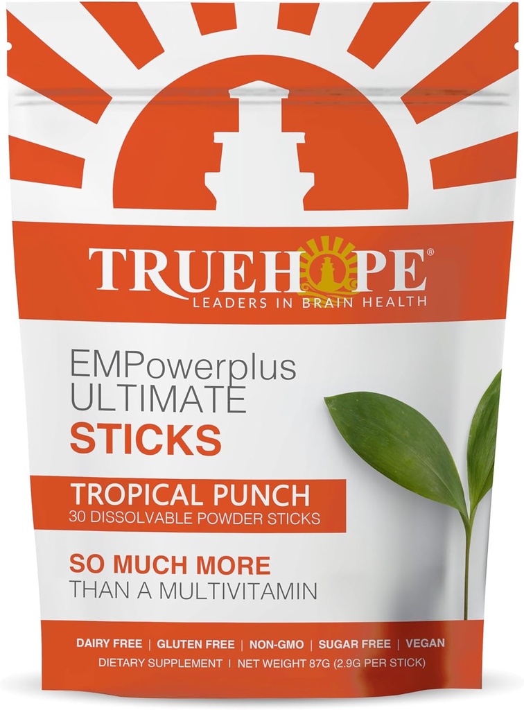 Truhope Multivitamínico Pouches con Inositol, Vitamina D, Vitamina C, Selenium, Choline, Ácido Pantoténico, Niacina, Iodine - Once-Per-Day EMPowerplus Ultimate Sticks - 30 Conde, Tropical Punch