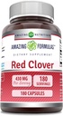 Amazing Fórmulas Red Clover Suplemento Silencio 430 Mg Por Serving Silencio 180 Capsules ← No-GMO TEN Gluten Free TEN Made in USA