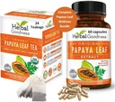 Papaya Leaf Extract Capsule y Papaya Leaf Tea Bundle - Totalmente Soporte Salud Inmune y Bienestar Digestivo