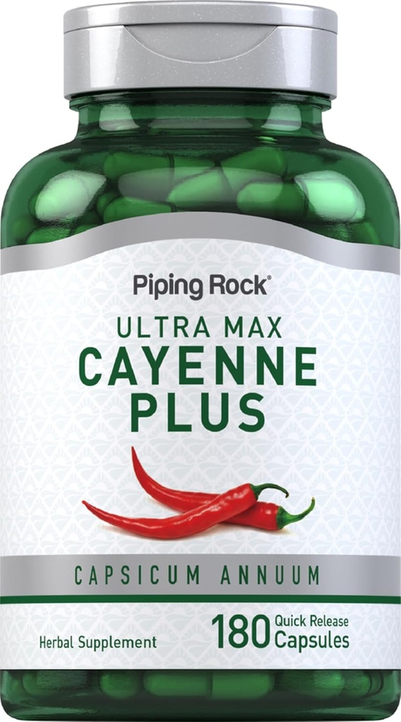 Piping Rock Cayenne Pepper Capsules Silencio 180 Conde Silencio Capsicum Annuum Silencio Plus Ginger y Hawthorn Berry ← Herbal Suplemento Silencio No GMO, Gluten Free