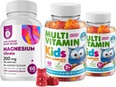 Niños Gummies multivitamínicos 14 Vitaminas Esenciales y Gummies de Magnesio Libres de Azúcar - Suplemento diario Vitamina A,C,D,E Vegetarian B6 manzanaB12,Zinc,Biotina con cerdas de calma de magnesio libre de azúcar para niños adultos