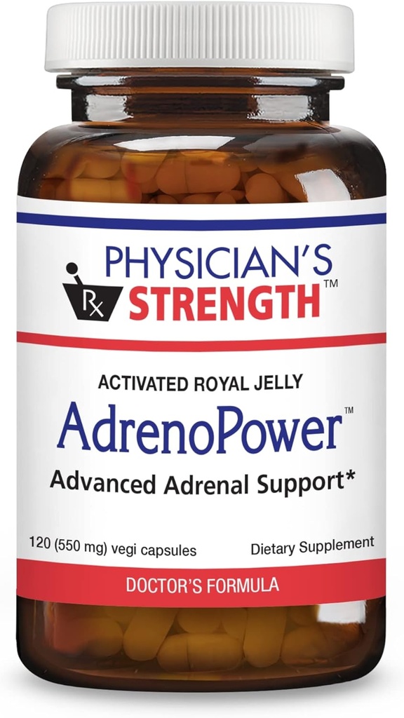 Physician's Strength AdrenoPower - 120 Vegi Capsules - Energy & Adrenal Support - con Royal Jelly, Wild Rosemary, Sage, Camu Camu, Pantothenic Acid - 60 Servings