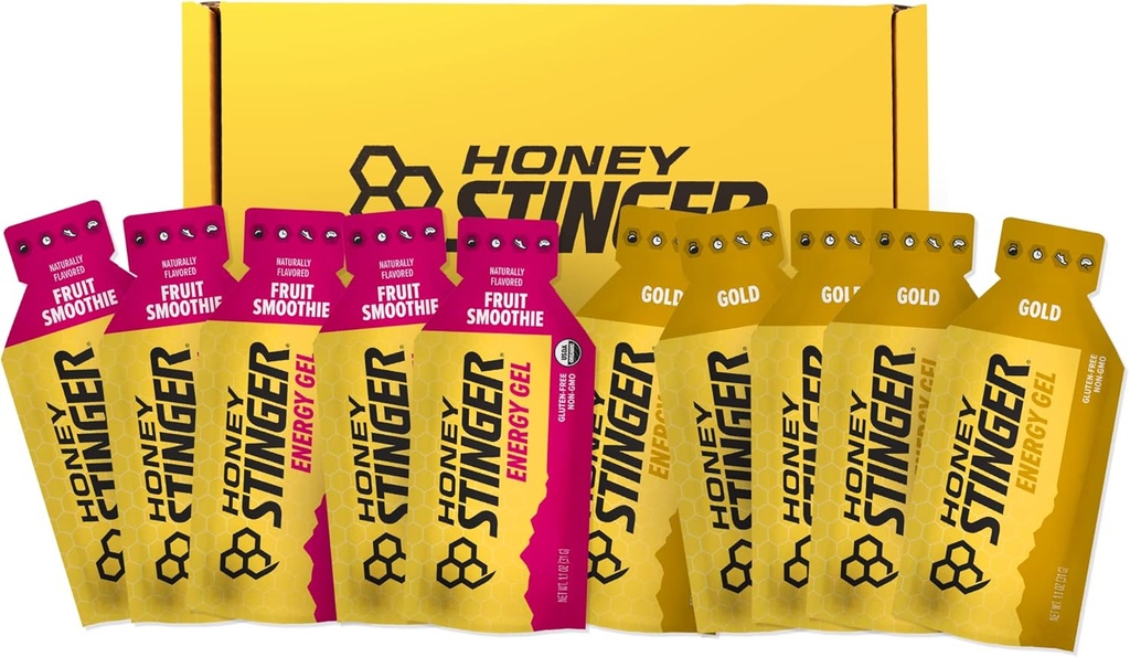 Honey Stinger Energy Gel Variety Pack ← 5 Packs Cada una de las frutas orgánicas y de oro Smoothie TEN Gluten Free & Caffeine Free ← Para todos los ejercicios  durable Sports Nutrition for Home & Gym, Pre and Mid Workout