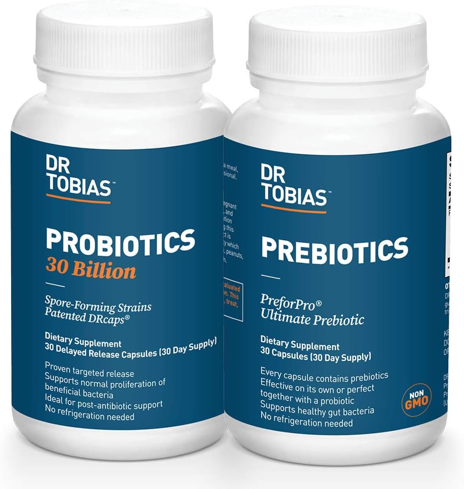 Dr. Tobias Probióticos 30 Billones " Prebióticos Apoyo a la Digestión " Salud Gut