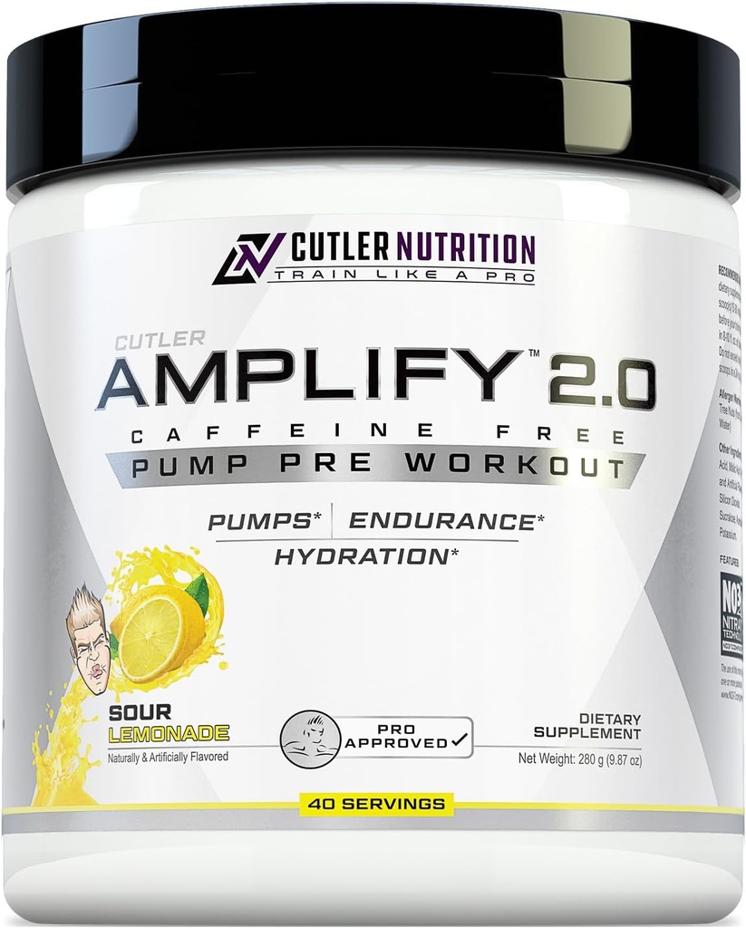 Bomba de Nutrición de Cortadores Amplificar Bomba Pre-Asunto Caffeine Booster de Oxido Nitrico Libre que contiene Arginina y Citrullina Pre-Workout para Bombas Máximas Limonada Sabor
