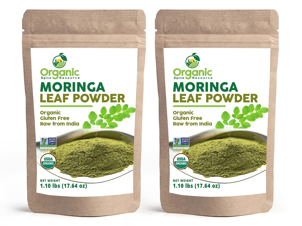 Orgánica Moringa Powder - 35.28 oz Silencioso Pack of 2 ← USDA Organics, Non-GMO, Kosher, Halal, Moringa Olifera Powder - 100% Raw and Natural, por OSR
