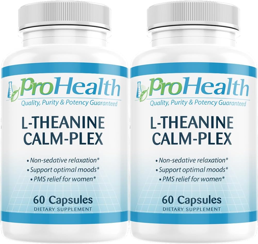 ProHealth, Inc. L-Theanine Calm-Plex con GABA y 5-HTP (Suntheanine) (100 mg, 60 cápsulas medias) 2 Pack