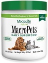MacroLife Naturales Macro Mascotas Verdes Superalimentos Suplemento Polvo Para Gato Perro Pequeño Mamífero, Nutrición Natural Probióticos Enzimas Digestivos Vitamina E - Immune Gut Salud & Energía - 6.35oz