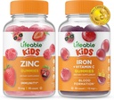 Niños Zinc Lifeable + Hierro & Vitamina C Niños, Gluten Free, GMO Gratis, Chewable Gummy