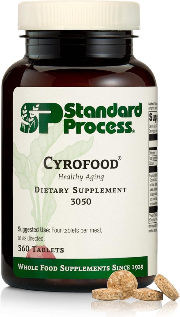 Ciroalimentación de Procesos Estándar - Suplemento de Apoyo al Envejecimiento Saludable - Suplemento Nutricional con Arenal Bovino, Polvo de Setas Reishi, Carrota Orgánica & Más - Suplemento integral basado en alimentos - 360 Tabletas