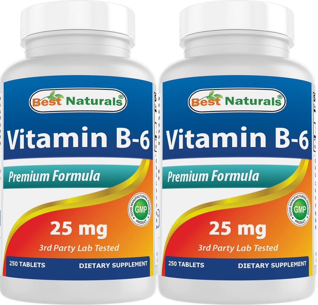 Mejores Naturales Vitamina B6 25mg 250 Tabletas (250 Cuenta (Pack de 2))