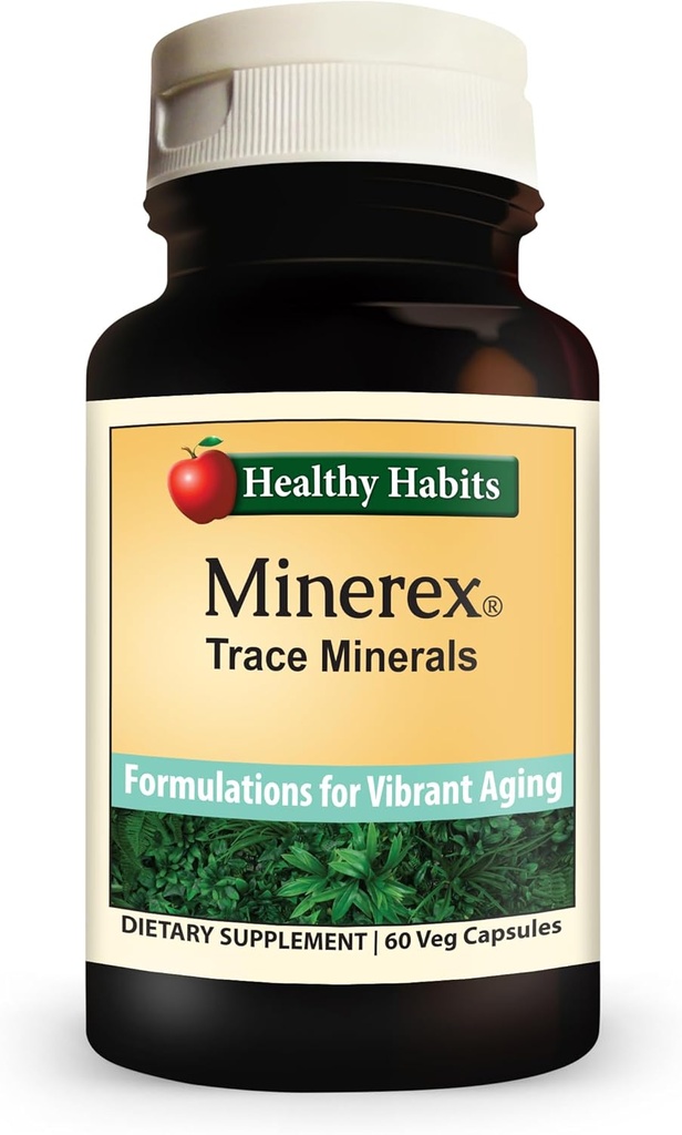 Hábitos saludables MINEREX Suplemento Mineral completo de alta potencia con plantas centráminas y minerales de cama de mar derivado de Vegetación Senonian 60-Count