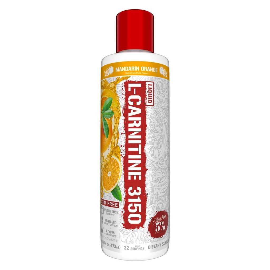 5% Nutrición Rich Piana Liquid L-Carnitine 3150 ← Premium 4 Fuente Blend + GBB, The Super Carnitine (Mandarin Orange)