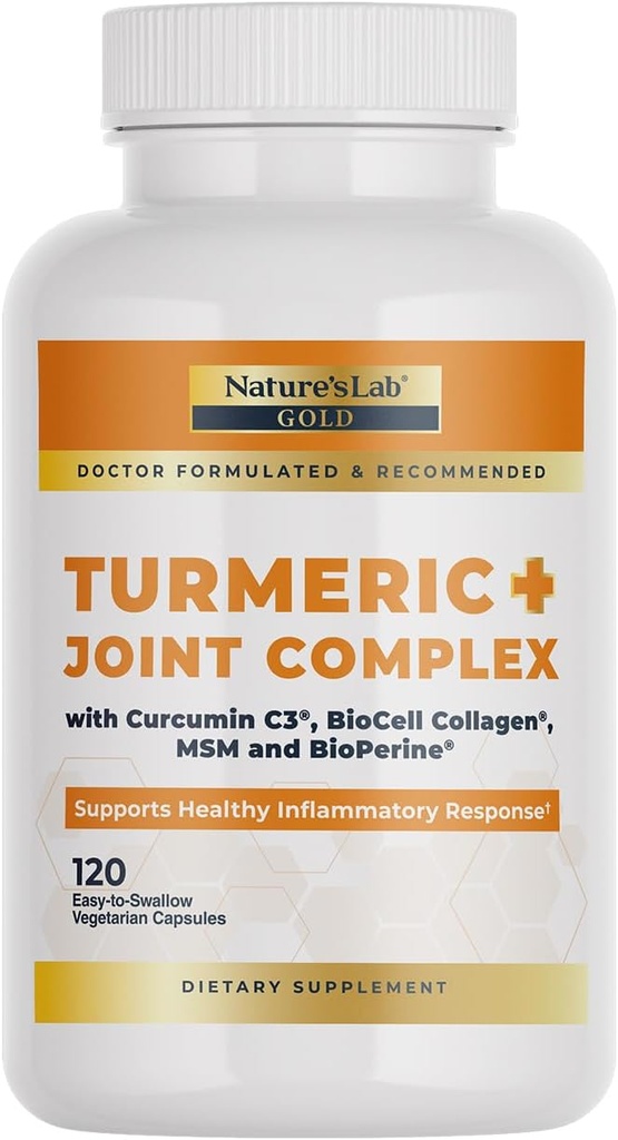 Complejo Conjunto Turmérico de Oro de laboratorio natural - BioCell Collagen, Ácido Hialurónico, C3 Curcumin, MSM - 120 cápsulas