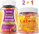 NEVISS Azúcar Gummies de fibra prebiótica 120 Condes + Lutein Gummies 60 Condes