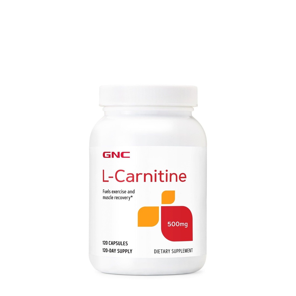 GNC L Carnitina 500mg Suplemento, apoya la recuperación del músculo, 120