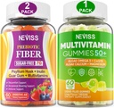 NEVISS Bundle - Mujer & Hombres 50+ Multivitamin 1 Pack y Prebiótico Fiber 2 Pack