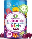 NUTRAMIN Niños Sleep Gummy - Sin azúcar & Vegan - 100% Natural Sleeping Aid with Melatonin Sleep Gummies for Kids - Hypoallergenic, Halal, Kosher, Non GMO - Dark Cherry - 90 Count