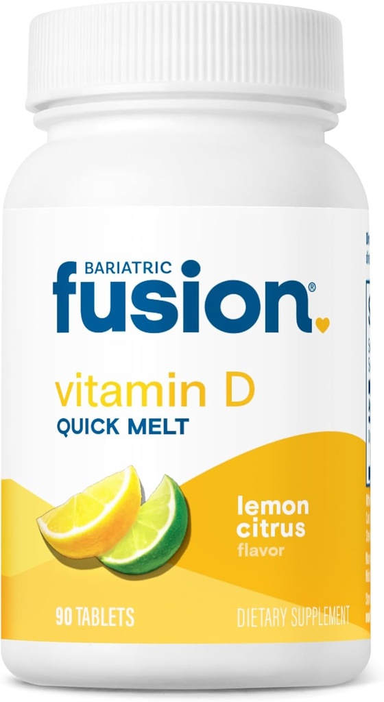 Fusión Bariatrica Vitamina Dissolvable D3 5000 UI Quick Melt ← Citrus Lemon Chewable Vitamina D Suplemento ← Soporte de bonificación saludable* TEN Gluten, Dairy y Soy Gratis TEN 90 Tablas de derretido rápido